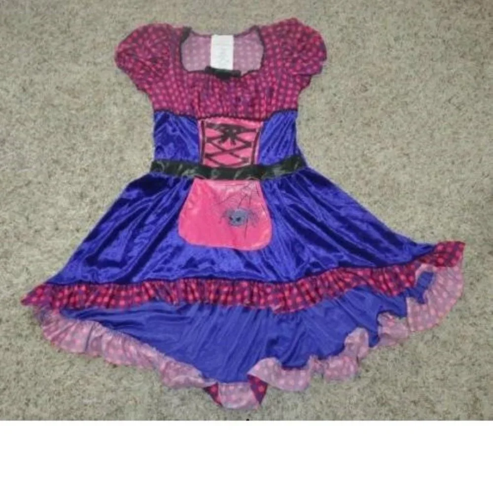 Spider Miss Muffet Halloween Costume 10/12 Dress, Hat 4 Pc Girls Nursery Thyme